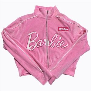 BOOHOO X Barbie Velour Cropped Zipped Through Jacket (NWOT)